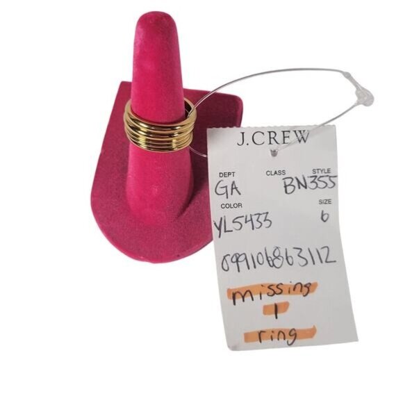 J.Crew Classic Gold Tone Dainty Kathy Ring Set #BN355 Size 6 - Picture 4 of 4